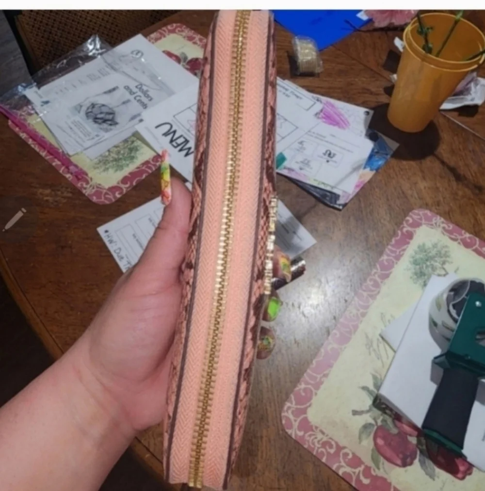 RARE Gorgeous Michael kors pink embossed python leather wallet